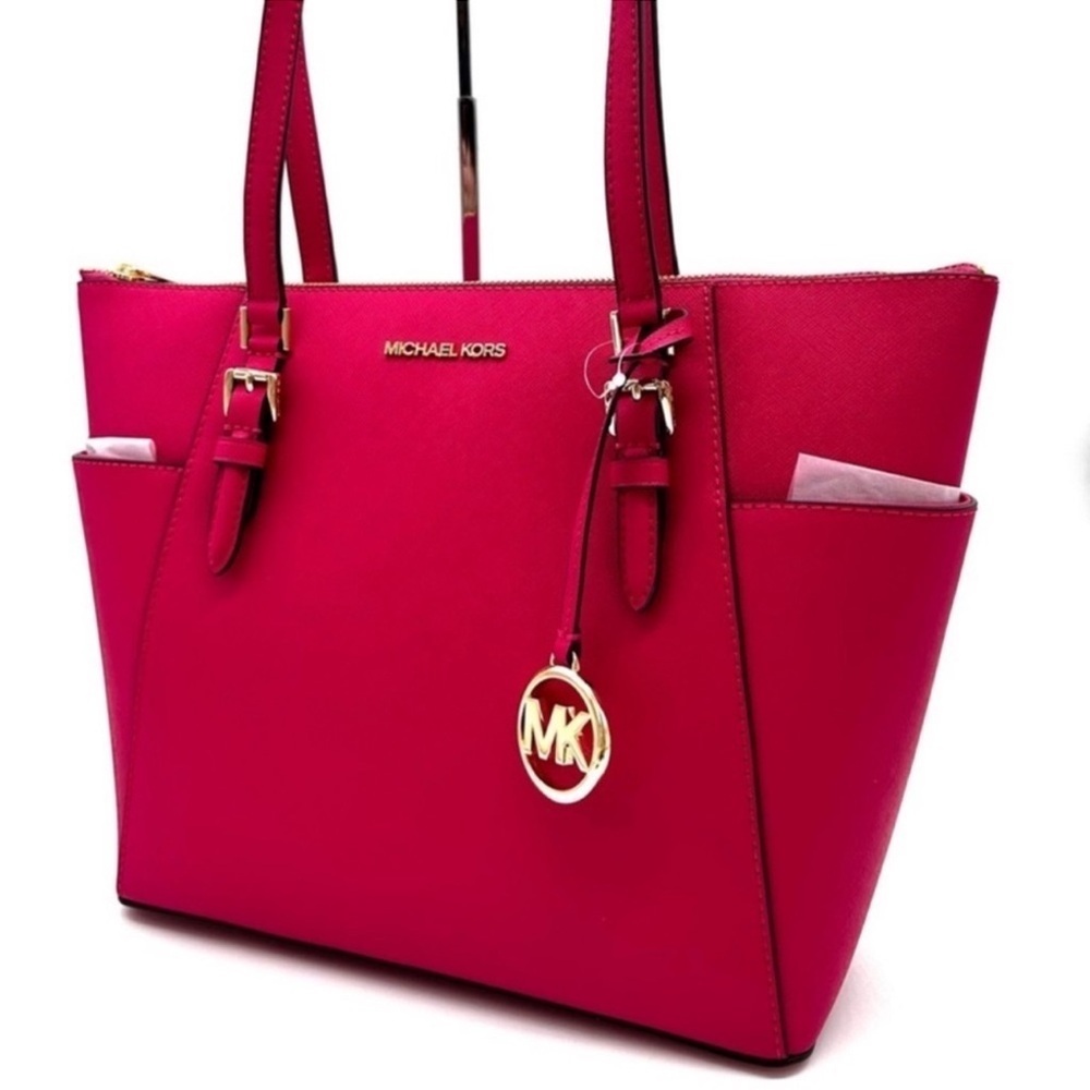 Michael Kors Large Charlotte Tote Bag Electric Pink - Picture 3 of 12